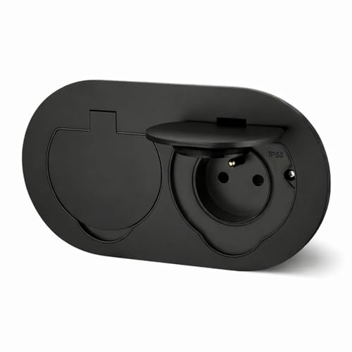 Double prise encastrée en acier inoxydable - Prise de sol IP55 - Couvercle rabattable - Borne enfichable - Type E Français