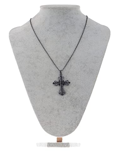 Image of Alilang Silvery Tone Religious Cross Pendant Necklace w /Aquamarine Blue Or Clear Crystal Rhinestones