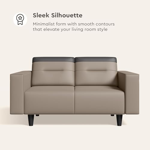 Image of Interio by Godrej Sofa Vespera 2 Seater Synthetic Leather Sofa for Living Room, 3-Years Warranty, Solid Wood, Peanut and Black
