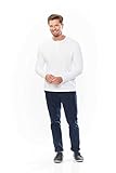  Kitaro Herren Langarm Shirt Rundhals mit Knopfleiste (M, Weiß)