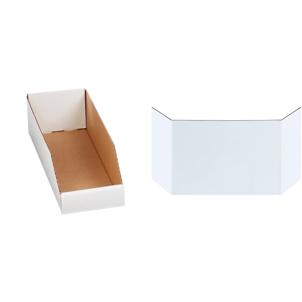 Aviditi Corrugated Cardboard Storage Bins, 8\"x 15\"x 4 1/2\", White, Pack...