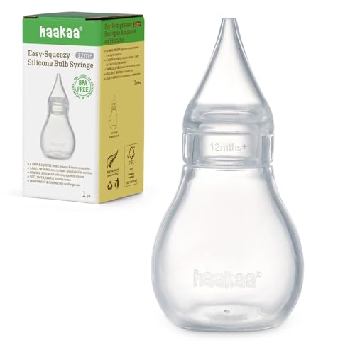 Image of Haakaa Silicone Baby Nasal Aspirator | Nose Bulb Syringe | Easy-Squeezy Baby Nose Cleaner, Newborn Infant &Toddler - BPA Free Silicone