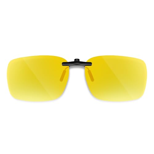 Each Cool Night Vision Clip-On Glasses, Polarized Yellow Lens for Night Driving, Over Glasses, Anti-Glare Headlight Comfort, UV400, 1 Pack
