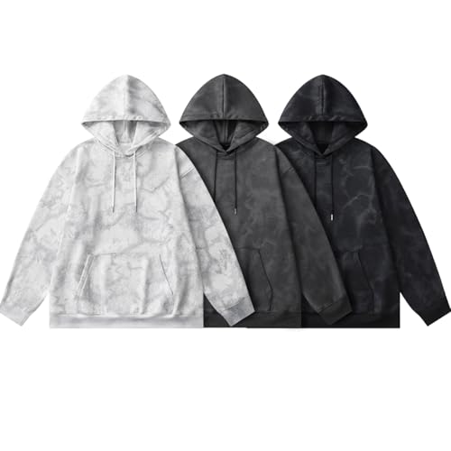 GURUNVANI Mens Tie Dye Hooded Sweatshirt Vintage Loose Hoodie Kangaroo Pocket Drawstring Gradient Pullover Top3