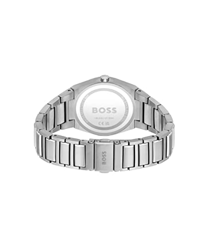 Image of BOSS Steer Qtz Basic Calendar Carnation Gold Tonneau Dial Women's Watch|Stainless Steel Material|Silver Color Band - 1502670