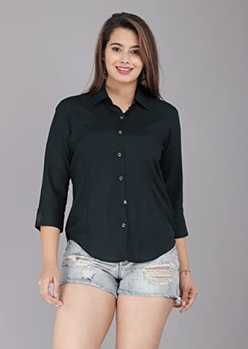 Image of Women Solid Shirt for Office & Casual wear | 3 /4th Sleeves Spread Collar