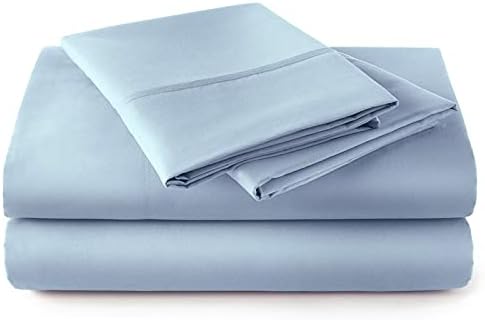 Extra-Deep-Pockets My-Giza-Dream-Sheets-&-Pillow-Set, 100% Giza-Egyptian-Dreams Sheet Long-Staple Cotton Sateen-Weave, 21" Deep-Pocket My Giza Pillow & Sheets - [Split-Cal-King 5PCs, Light Blue]