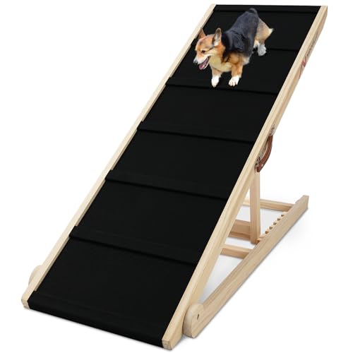 Nidouillet-Dog-Ramp-for-Bed-472-Long-Wooden-Foldable-Dog-Ramp-6-Adjustable-Heights-from-157-to-276-with-Anti-Slip-Rubber-Mat-Portable-Pet-Ramp-for-Car-Bed-Couch-Max-200lbs Nidouillet Dog Ramp for Bed 472 Long Wooden Foldable Dog Ramp 6 Adjustable Heights from 157 to 276 with Anti Slip Rubber Mat Portable Pet Ramp for Car Bed Couch Max 200lbs