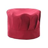 CATIEBYE Gorro de Chef Ajustable Rojo Estilo Seta Tela Suave Diseño Abultado y Cómodo para Hostelería Cocina Profesional y Servicio de Comida