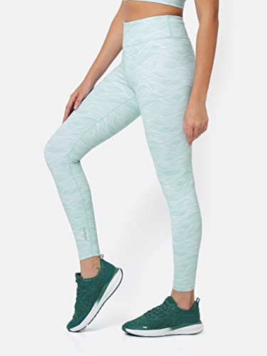 Image of CULT High Waist Running Tights with Side Pocket | Geometric Print | Breathable | Moisture-Wicking | Curved Hem