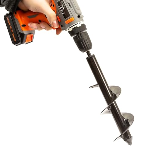 8 x 30cm Auger Post Hole Digger Planting Earth Garden Auger Metal Spiral Drill Bit Bulb Planter (3 Sizes 4x45cm / 8x30cm / 8x45cm)