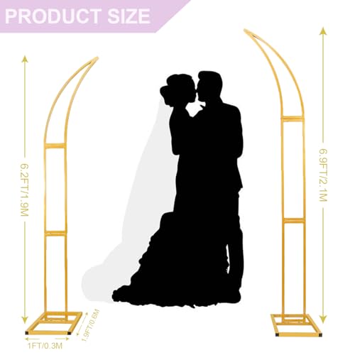 Large Metal Balloon Arch Backdrop Stand, Set of 2 Moon Curved Wedding Arch Frame Flower Arch for Ceremony Birthday Anniversary Bridal Baby Shower Floral Decorations(6.2ft,6.9ft) by Bonastella - Image 2