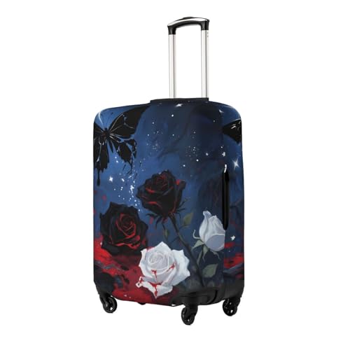 Dark Fantasy Butterflies Roses Elastic Luggage Cover Elastic Suitcase Cover Protector Scratch-Resistant Covers For 29-32 Inch Luggages XL2