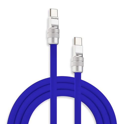 Image of chubbycable Chubby 2.0 Fast Charging Cable Durable Soft Silicone USB C Cable 240W Extra Thick Charger Cord Compatible with iPhone 17-15 Series iPad, Dark Blue, Type-C to Type-C, 8.2FT