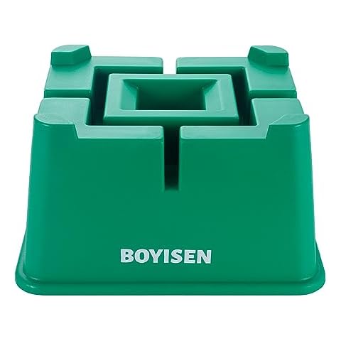BOYISEN Trailer Jack Block, Support 16,000lbs RV Stabilizer Blocks RV Blocks for Leveling Jacks Universal Tongue Jack Stand for RV Campers Travel Trailer W/Easy Carry Handle (Green 1 Pack) Cover