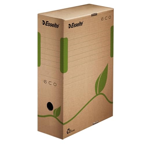 Esselte Ecobox Scatola archivio Eco, Dorso 10 cm, Per formato A4, Cartone ondulato riciclato al 100%, 10 x 32.7 x 23.3 cm, Marrone (Ocra), 25 pezzi, 623917