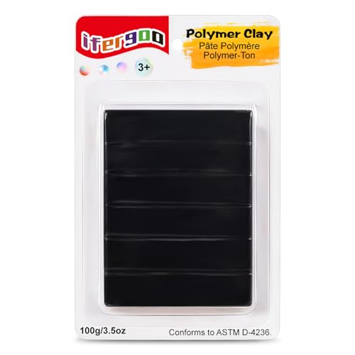 ifergoo Polymer Clay 100g Modeling Oven Baked Model Clay for Sculpting DIY Artistic Creation & School Projects Great for Kids and Adult (Black)