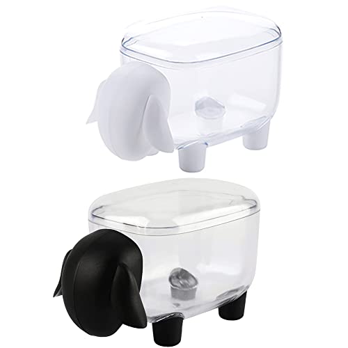 Z·Bling Oveja Cajita de almacenaje de para bastoncillos de algodón,Almacenamiento de Cocina,Organizador Maquillaje Organizador Bastoncillos Maquillaje Caja para Algodón(2Pcs) Negro + Blanco Cover