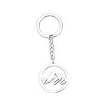 Llavero redondo de metal, diseño simple de montaña...: Llavero para hombre y mujer: este elegante y funcional llavero se adapta a cualquier atuendo. El diseño minimalista y la superficie metálica redonda lo convierten en el accesorio perfecto para el uso diario, ya sea en el coche o en la escuela. Regalo...