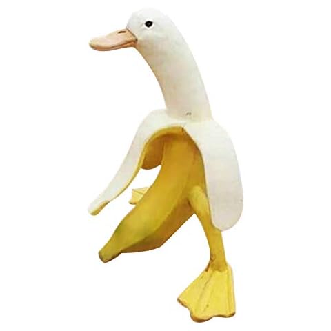LYEAA Funny Banana Duck Statue Whimsical Peeled Banana Duck Ornaments for Garden Yard Cover