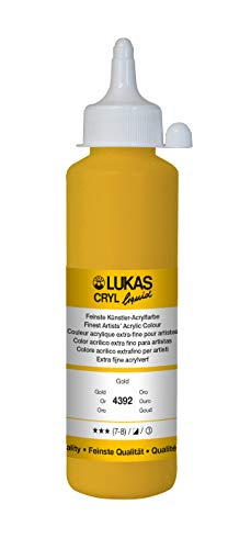 LUKAS CRYL Liquid Soft Body Acrylic Paint Professional Low Viscosity Acrylic Paint - 250 ml Bottle - Gold