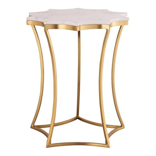 TOV Furniture Camilla Marble Sun-Shaped Side Table, 18"W x 18"D x 22.8"H, Gold
