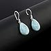 DEVMUKTI Natural Sky-Blue Larimar Gemstone Earrings, 925 Sterling Silver Bohemian Earrings, Handmade Cabochon Jewelry, Healing Crystals, Elegant Earrings for Women (Approx.16x12mm)