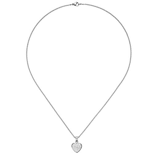 Preisvergleich Produktbild Jobo Damen-Halskette aus Edelstahl mit funkelndem Herz-Anhänger 45 cm