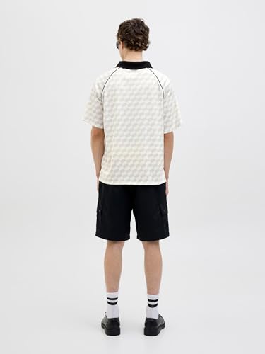 JACK & JONES Jcoretreat AOP Polo à col Ouvert en Maille, Cloud Dancer, L
