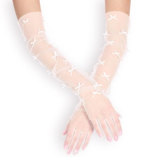 xo, Fetti Sheer Mini Satin Bow Opera Gloves | Tying the Knot Bow Bachelorette, Birthday Girl Accessory, Engaged Bridal Outfit, Coquette Party Decorations, Cute Festival Supplies, Halloween Costume