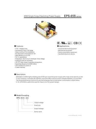 Alimentation à découpage EPS-65S carte nue transformateur AC-DC 65W