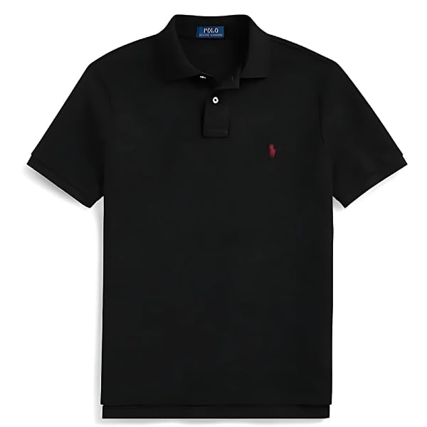 Men’s Active Polo Shirt – Short Sleeve Embroidered Logo 100% Cotton Breathable for Golf & Tennis 2 Buttons