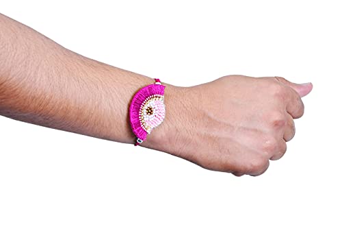 Image of MASQ by Q-One Designer Rakhi Combo Set with Roli Chawal & Moli for Men (Pack of 3) | Embroidered Handcrafted Raksha Bandhan Bracelet for Brother