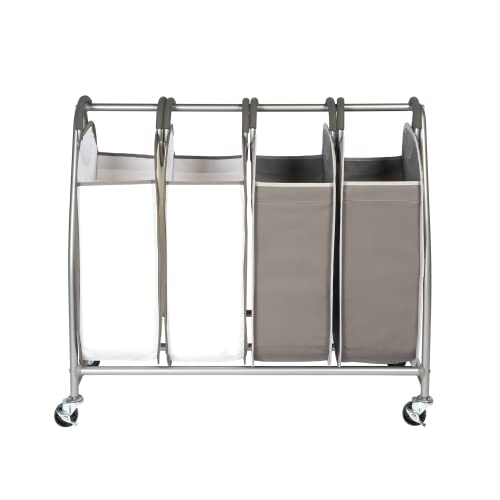 Neatfreak-4-Pocket-Laundry-Hamper-With-Wheels-Rolling-Storage-Cart-With-4-x-Dirty-Clothes-Hamper-Tote-Bags-For-Towels-Blankets-Bathroom-Organization-Quad-Laundry-Sorter-39-x-16-x-35-in Neatfreak 4 Pocket Laundry Hamper With Wheels Rolling Storage Cart With 4 x Dirty Clothes Hamper Tote Bags For Towels Blankets Bathroom Organization Quad Laundry Sorter 39 x 16 x 35 in