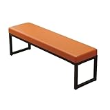 Banco de comedor, banco de cama, banco largo, banco tapizado para dormitorio, pasillo, tienda de ropa, marco de metal, 100 x 40 x 40 cm, color naranja