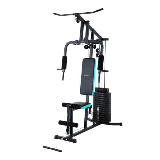 Cecotec Stazione Fitness per Allenamento Drumfit Homegym 1000 Single. Multifunzione del Corpo, Blocco Pesi Totale 65Kg, Full-Body Workout, Cuscinetti Imbottiti, Regolabile, Acciaio, Peso Massimo 200Kg