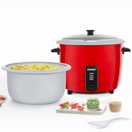 Image of Borosil 1.8L Pronto Dual Electric Rice Cooker | Keep Warm Feature with Indicator Display, Anti Skid Rubber Feet | Cook & Boil Noodles, Rice, Upma, Idli, Dhokla | 2 Years Warranty