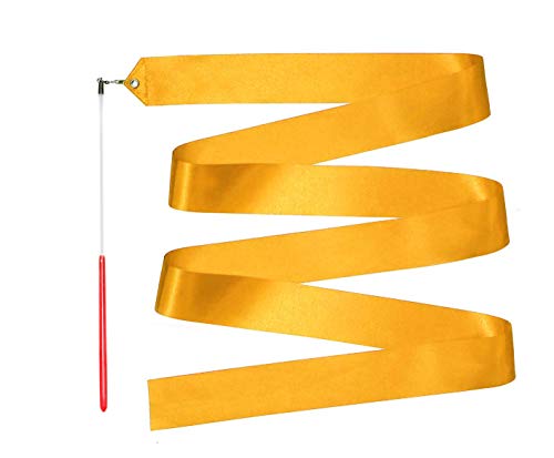 Image of Gymnastic Rhythmic Dancing Ribbon Streamer Stick (1 Piece) (Mango Yellow)