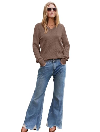 SAMPEEL Sweaters for Women Fashion 2025 Cable Knit Fall Clothes V Neck Business Casual Teacher Outfits3