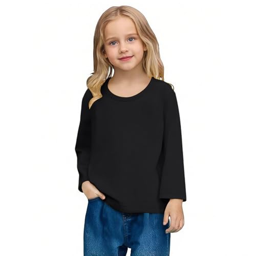 Boys Girls Long Sleeve T-Shirt Basic Solid Soft Modal Casual Pullover Kids 2025 Fall Winter Baselayer Tee Tops for 1-15 Years4