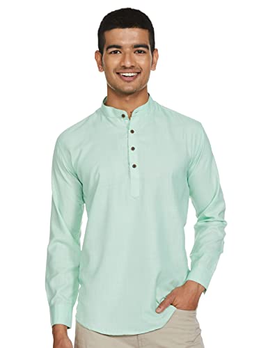 Image of Luxrio Kurta for Men Cotton Blend Short Solid Slim Fit
