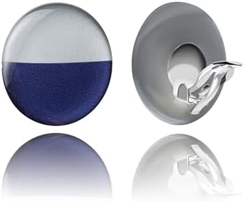 Retro Large Round or Flower Clip on Earrings, Non Pierced Ears for Women (Style 28 - Silver and Dark Blue)