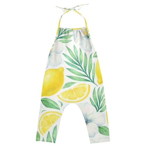 Baby Jumpsuits Girls Toddler Rompers Rainbow Infant One-piece Cotton Sunsuit Yellow Lemons White Flowers Infant, Yellow Lemons White Flowers, 6 Years