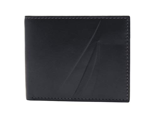 Nautica Men RFID Data Protection Genuine Leather Bifold Wallet Passcase (One size, Black)