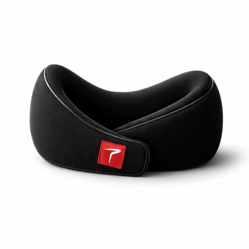 Image of Trajectory Travel Neck Pillow Memory Foam for Sleeping in Airplane Flight, Cab, Car, Train, Bus for Men and Women Black (As seen on Shark Tank)