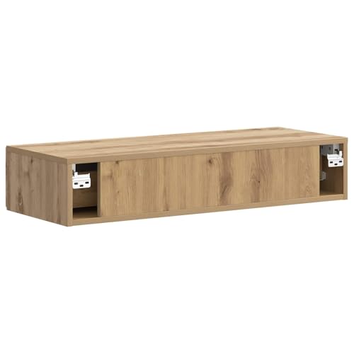 Table d'appoint murale avec tiroir et étagère polyvalente chêne 87cm - 7