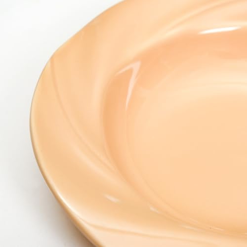 Image of Nestasia Ceramic Pasta Plates Set of 2 (300ml Each) | Microwave & Dishwasher Safe Serving Plate with Flared Rim Whirlwind Design - Ideal for Serving Pasta, Maggie & Noodles (Novelle Peach)