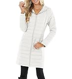 Fangetey Womens Winter Lightweight Hooded Coat Long Sleeve Warm Zipper Outwear Casual Mid Length Qui