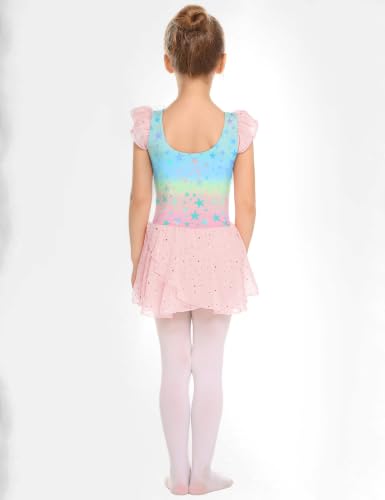 Image of Arshiner Girls Ruffle Sleeve Ballet Dance Dress Tutu Skirted Leotard