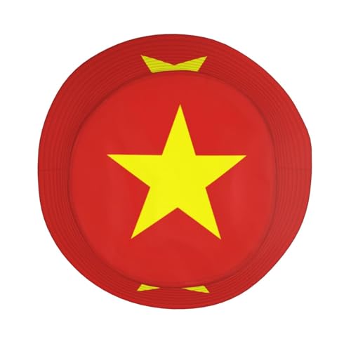 Vietnamese Flag Adult Unisex Sunshade Bucket hat, Non-Shrinking, Lightweight, Breathable, Foldable, Easy to Store Black4